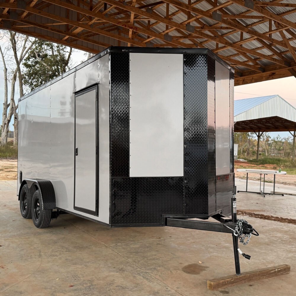 7x16TA Collins Custom Cargo Silver Blackout Enclosed Cargo Trailer