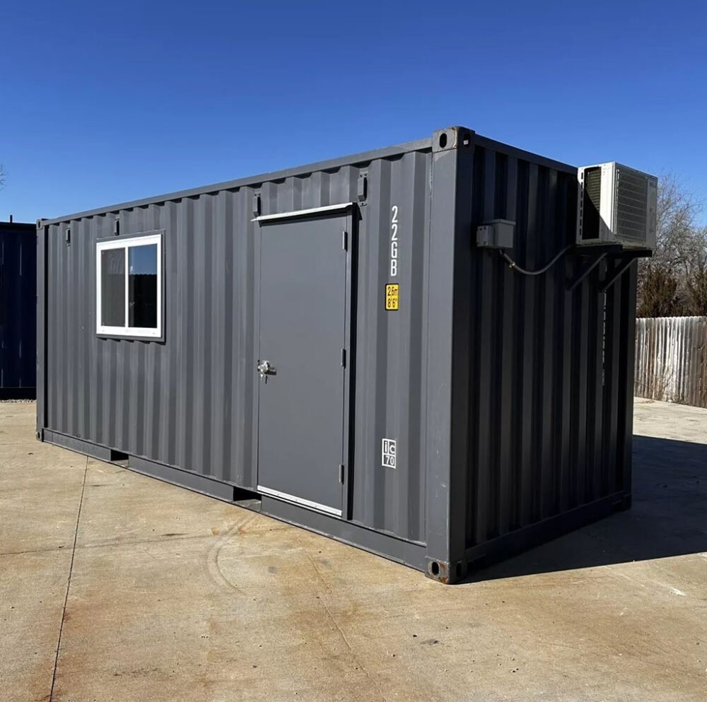 20 ft 20’ Slate Gray Shiplap 120V Shipping Container Office Minisplit ...